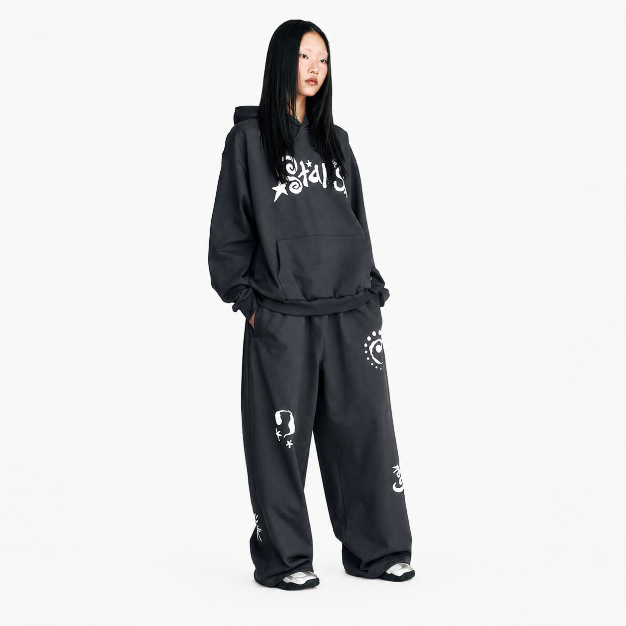 STAR EMBOSSED HOODIE-CHARCOAL 9