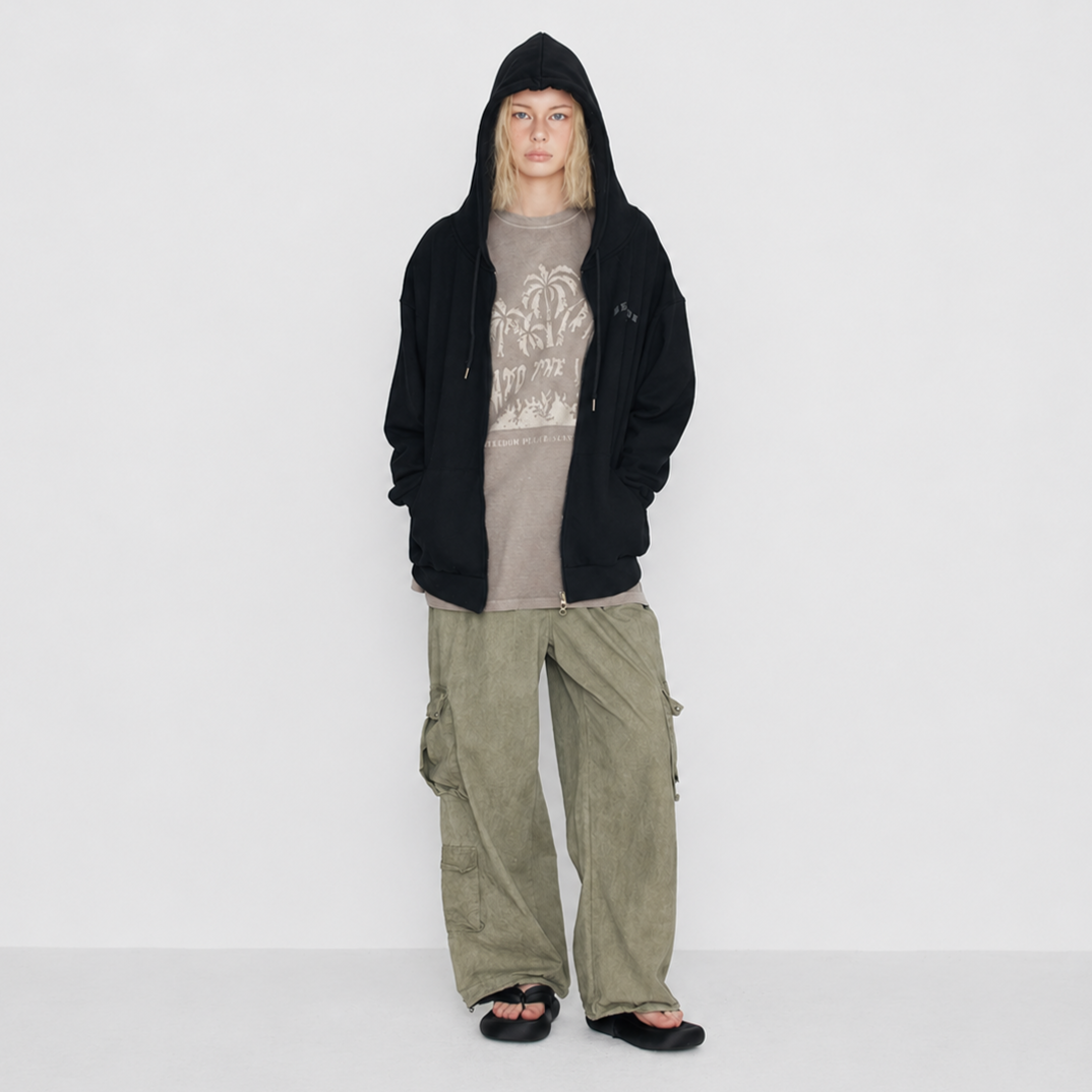 WASHING COTTON CARGO BANDING PANTS-VINTAGE KHAKI 4