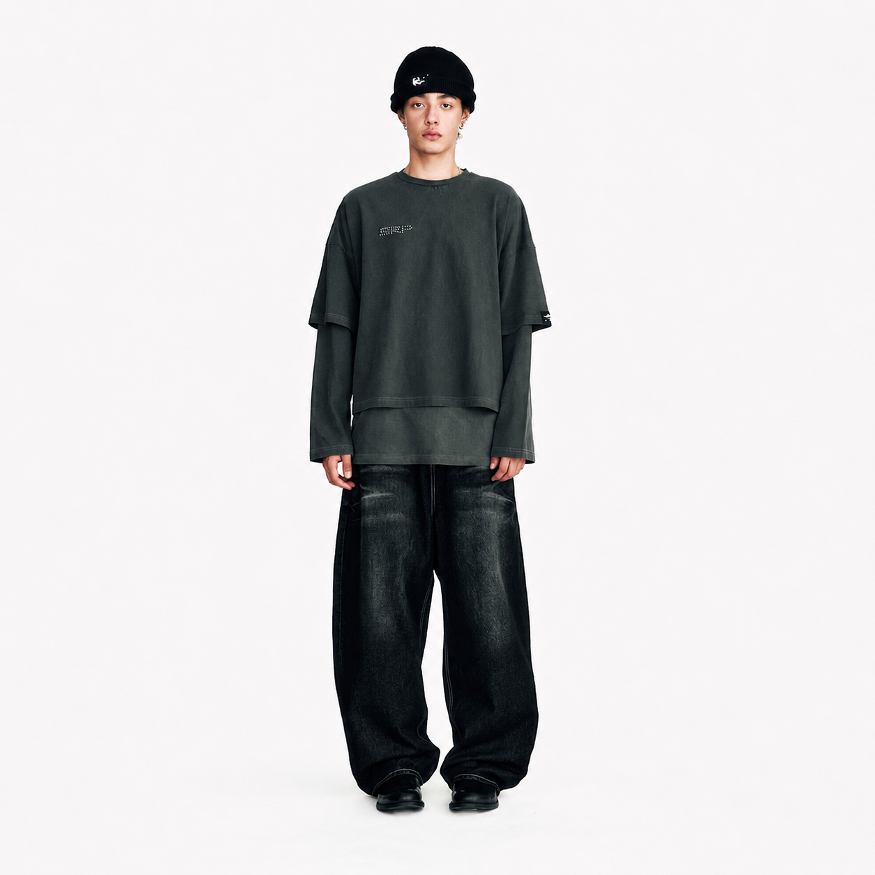 NIGHT RIDER CURVED DENIM PANTS-BLACK 4