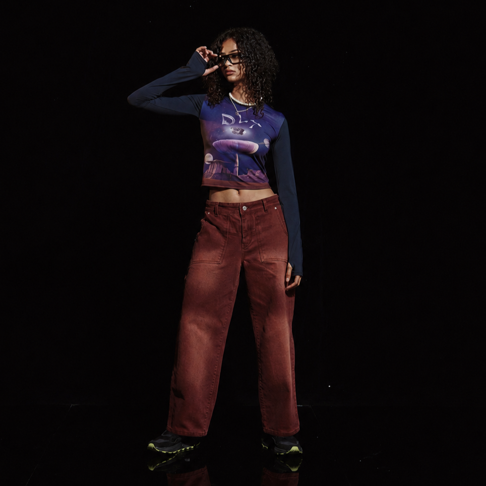 TURN UP LOGO BELT LOW RISE PANTS 4