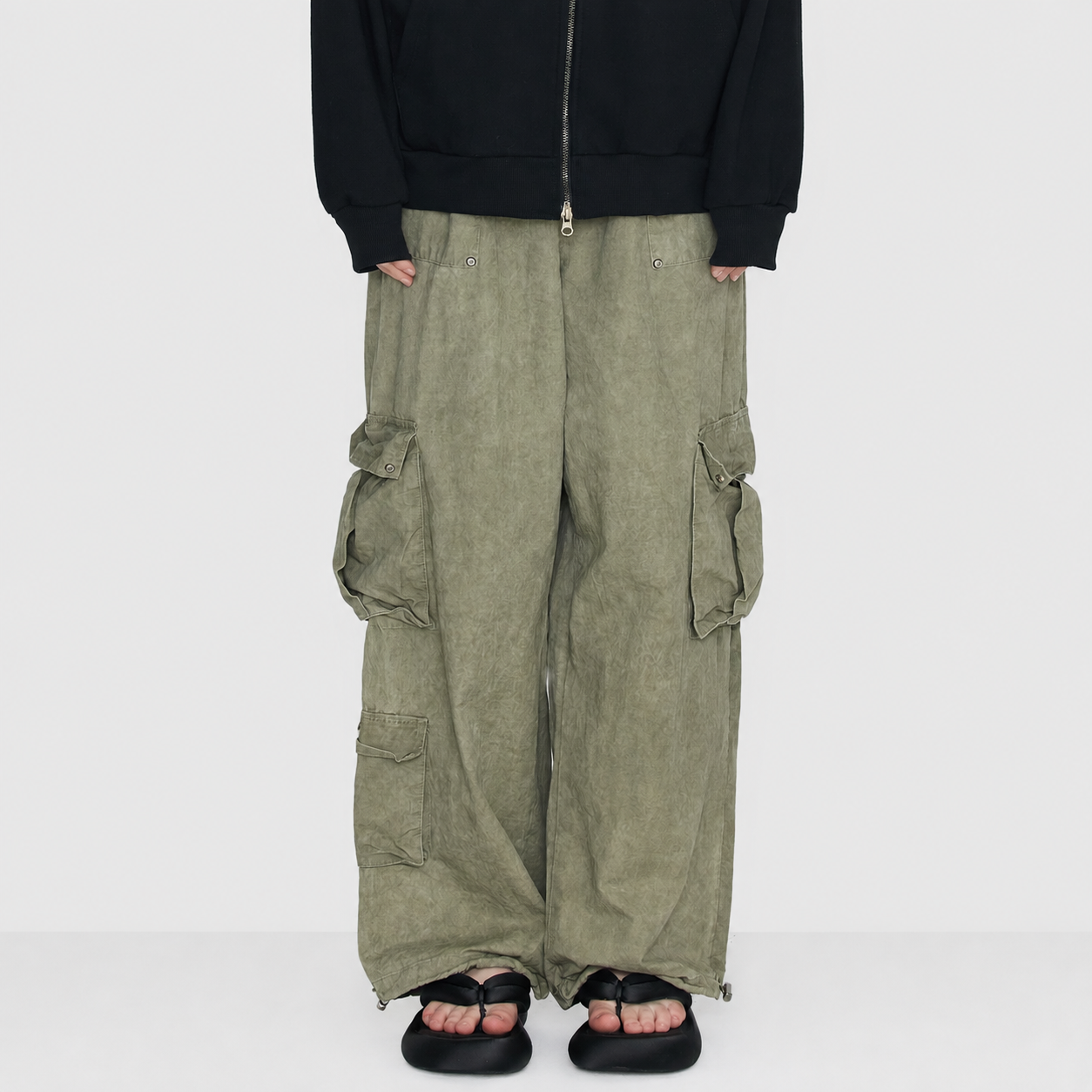 WASHING COTTON CARGO BANDING PANTS-VINTAGE KHAKI 6