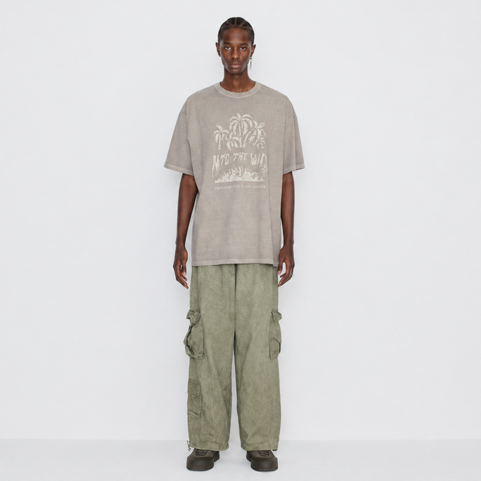 WASHING COTTON CARGO BANDING PANTS-VINTAGE KHAKI 2