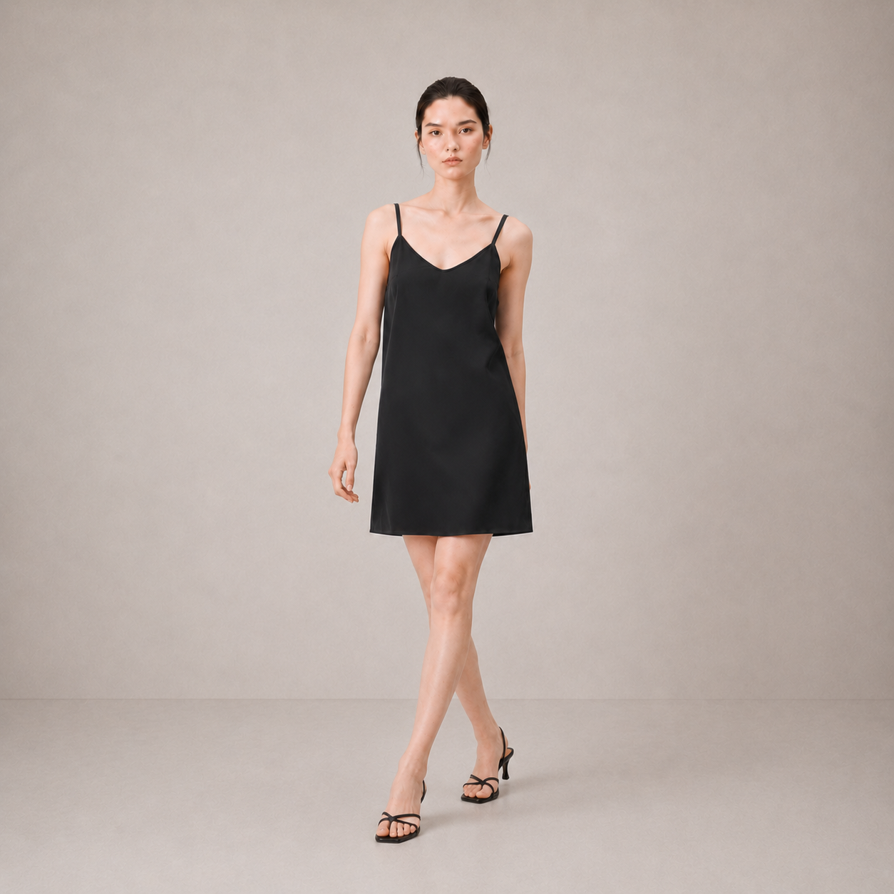 Slip Mini Dress-BLACK 4