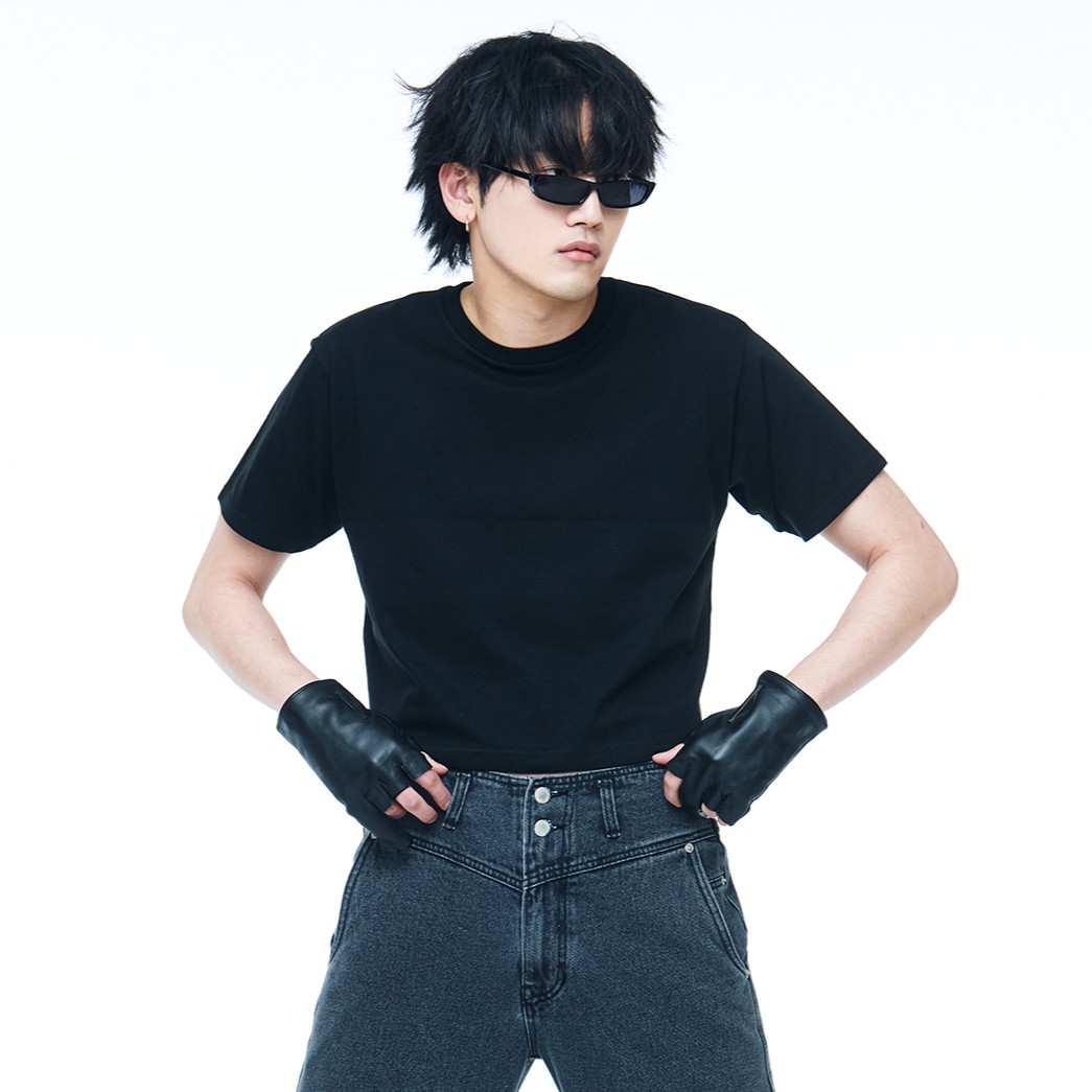 Men's Crop T-Shirt-BLACK 2