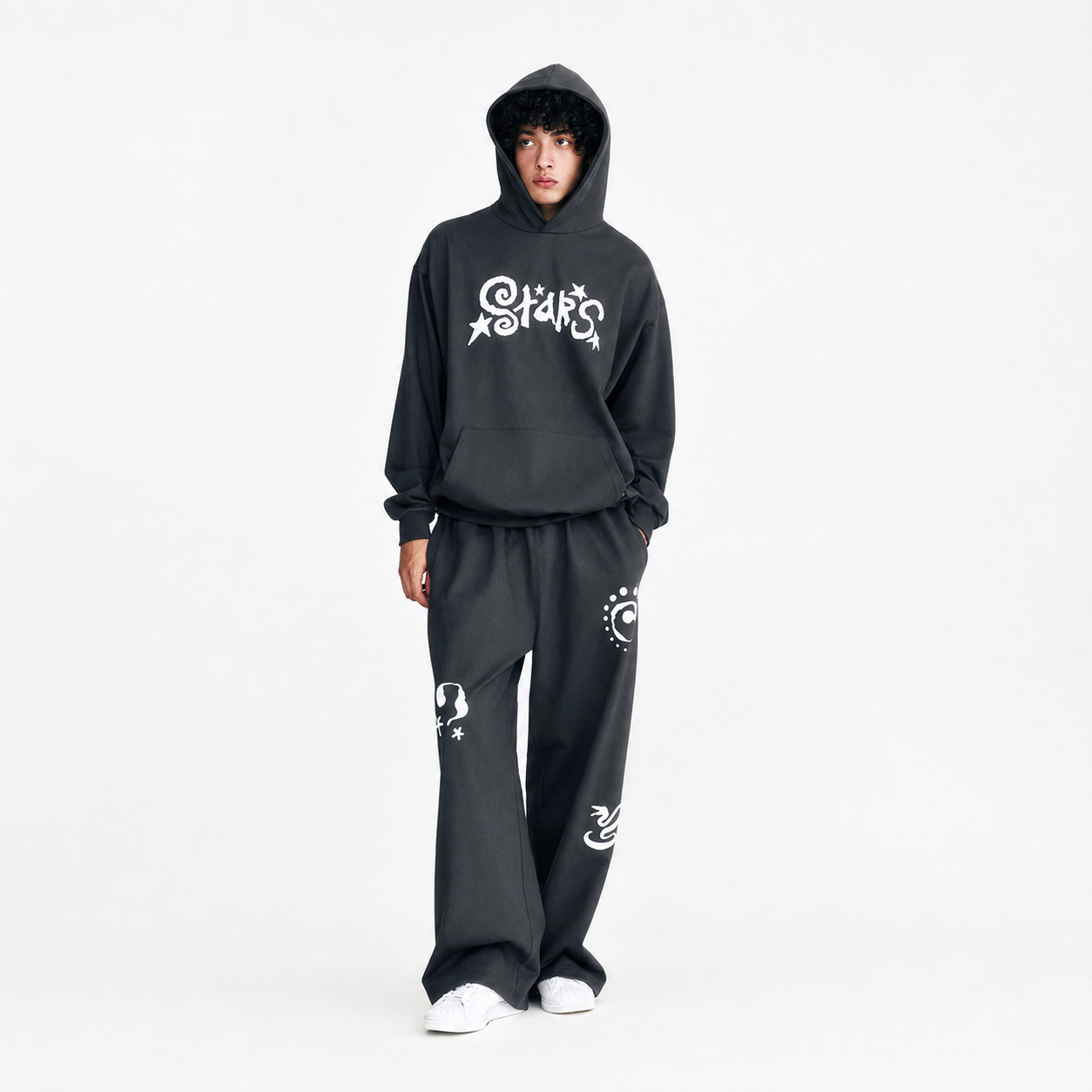 SYMBOL EMBOSSED SWEAT PANTS-CHARCOAL 2