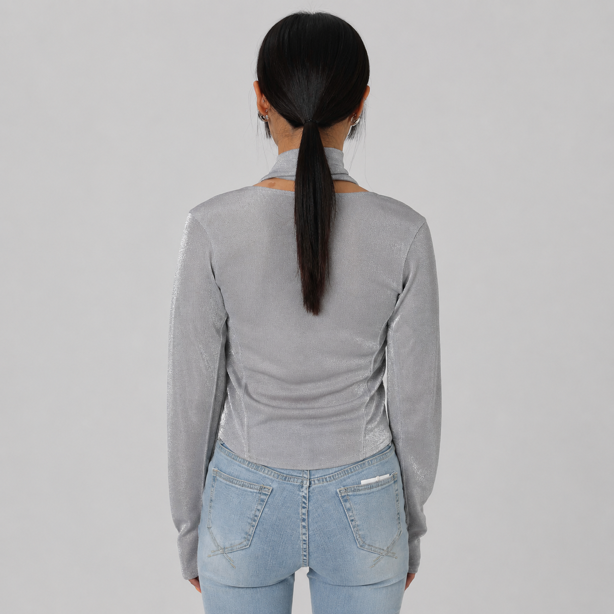 METAL SQUARE NECK T-SHIRTS-SILVER 4