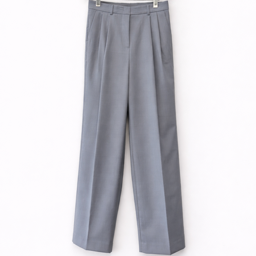 Double-pleated Tailored trousers-GRAY 4
