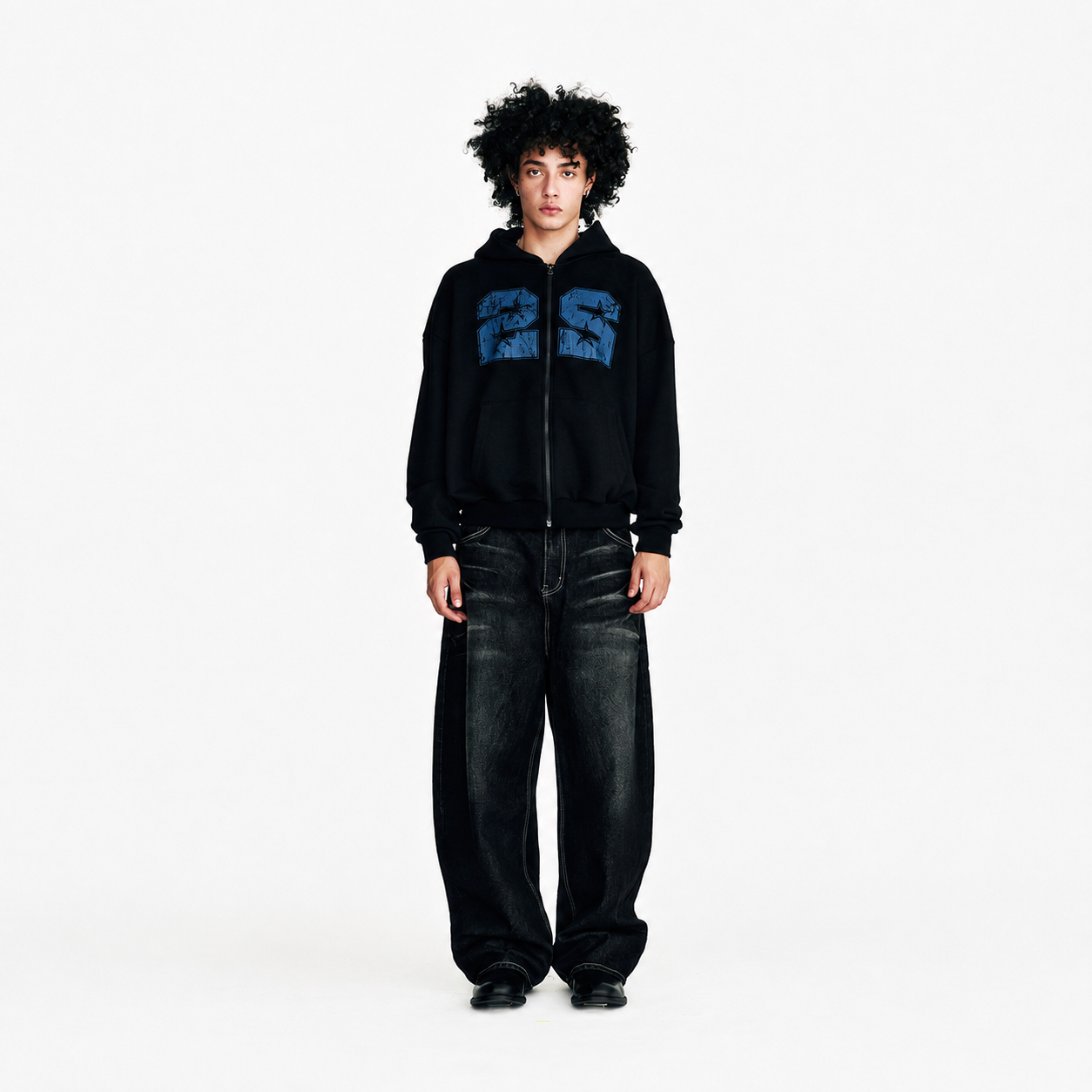 NIGHT RIDER CURVED DENIM PANTS-BLACK 3