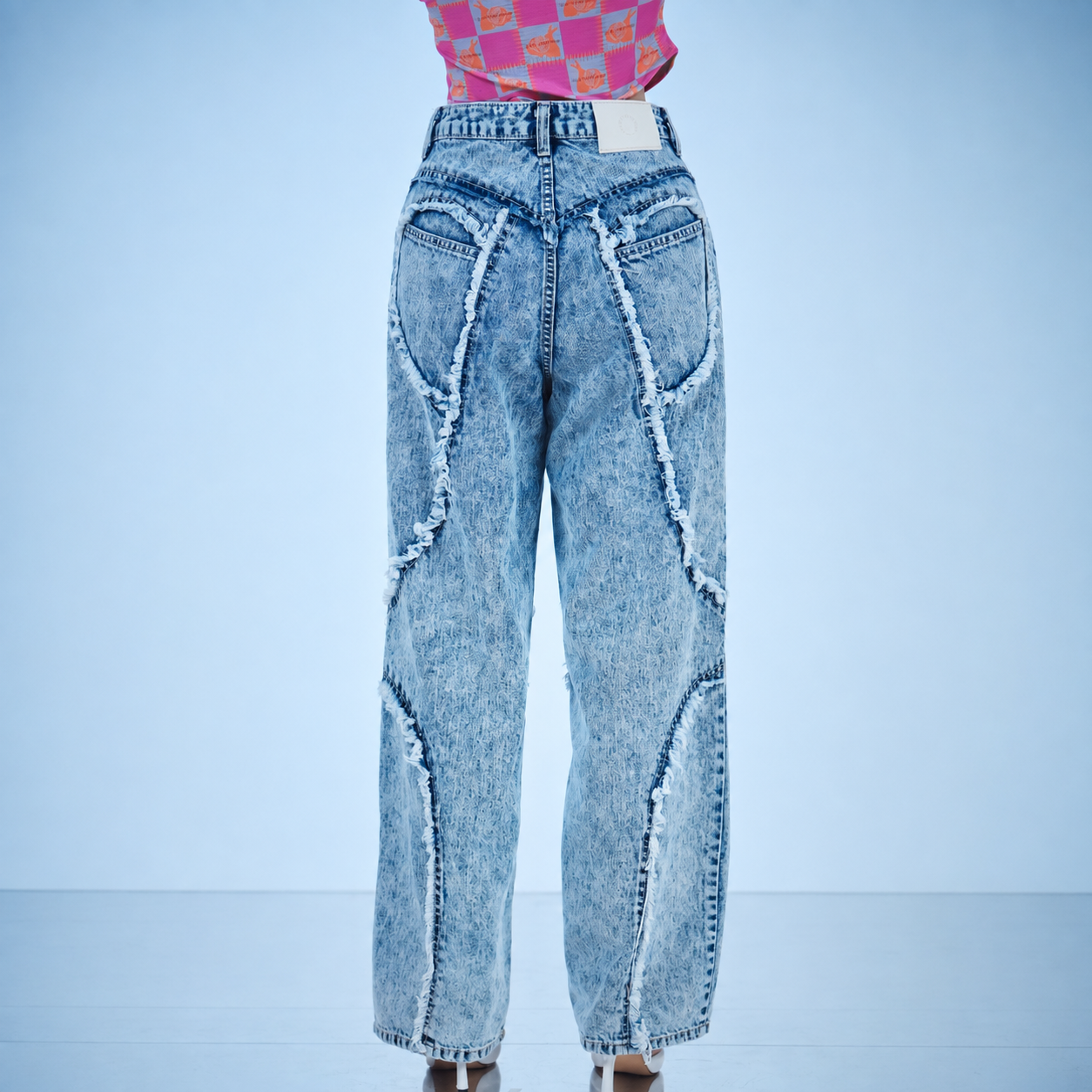 HEART ICE WASHING JEANS-BLUE 5