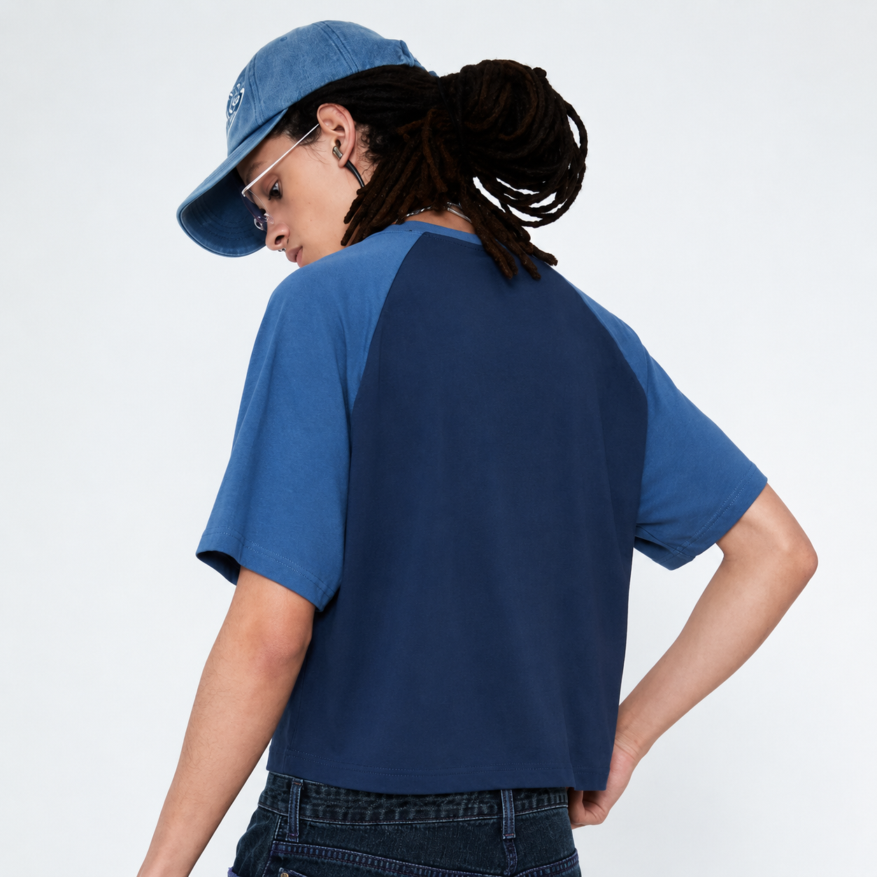 MENS RAGLAN CROP HALF SLEEVE T Shirts-NAVY 3
