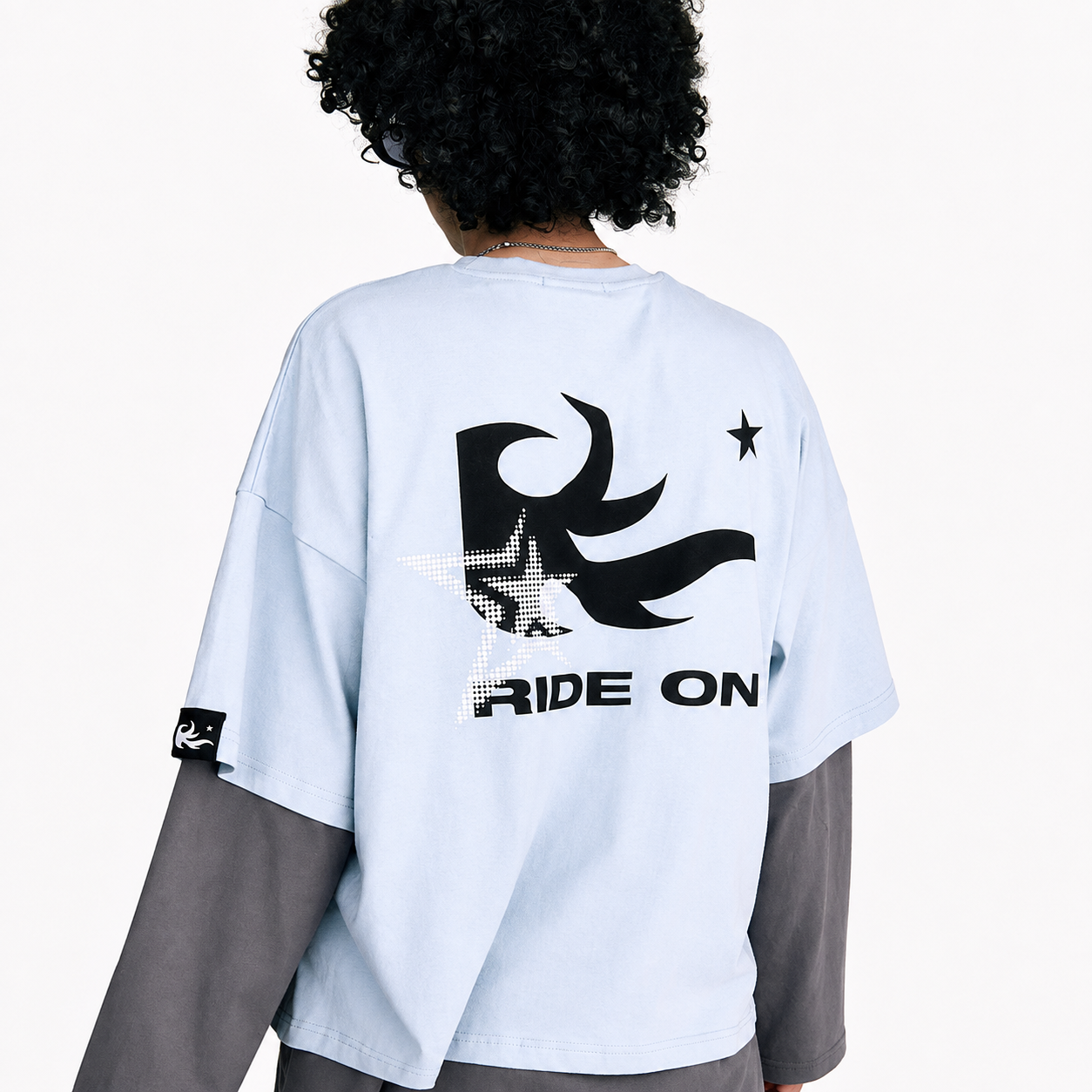 FLAME STAR LAYERED LONG SLEEVE T Shirts-LIGHT BLUE 4