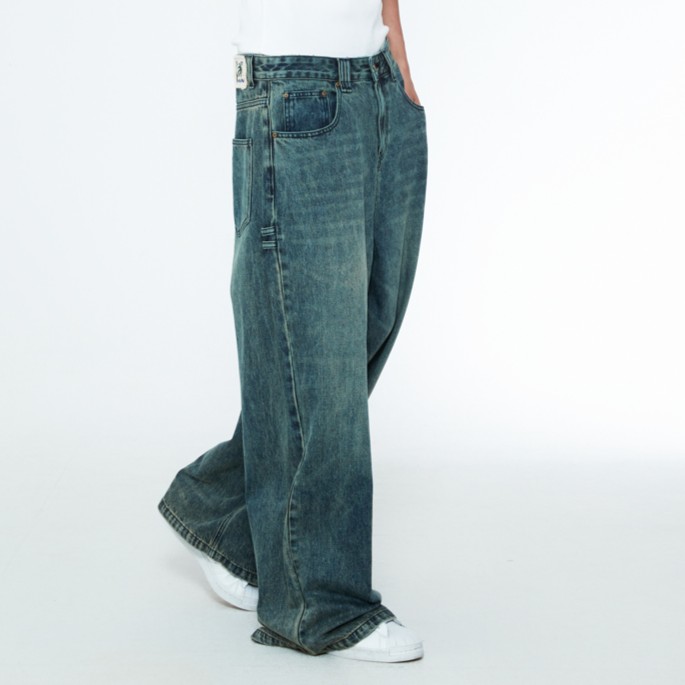 DAILY BOY WIDE DENIM PANTS-TURQUOISE 8