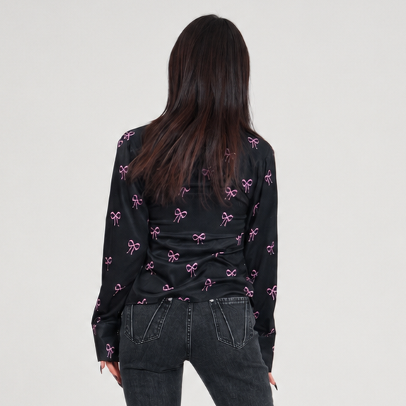 Ribbon Eyelet Shirt-BLACK 7