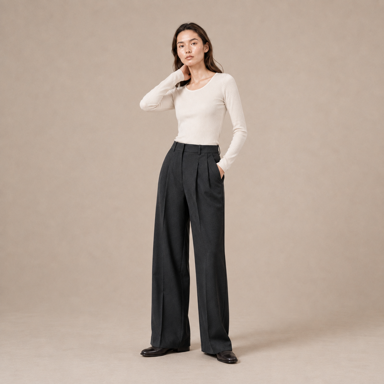 Summer Double-pleated trousers-CHARCOAL 4
