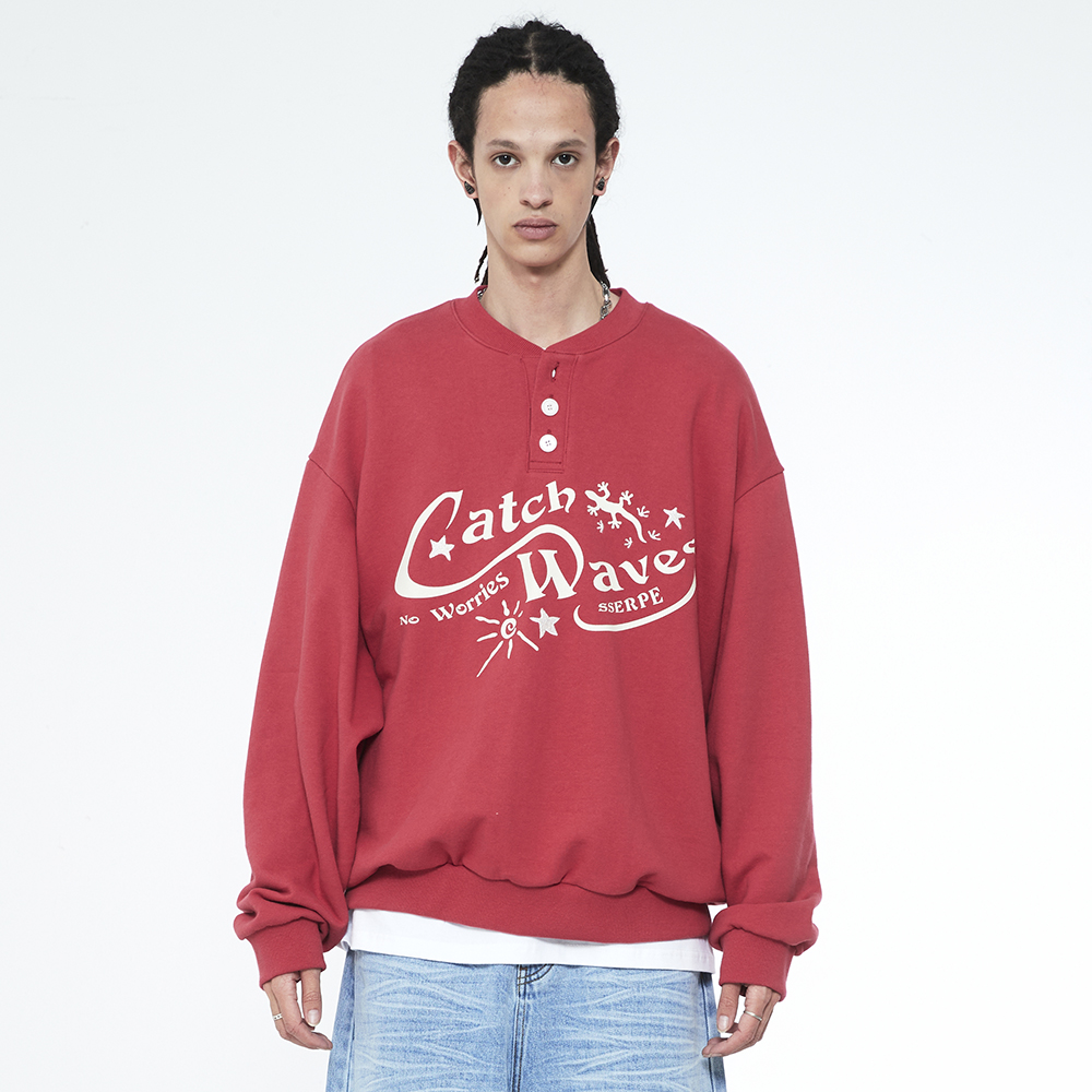 CATCH WAVES HENLY NECK SWEATSHIRTS-PINK 3