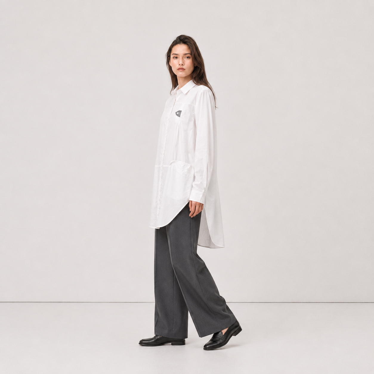Button Detail Big pocket Shirt-WHITE 3