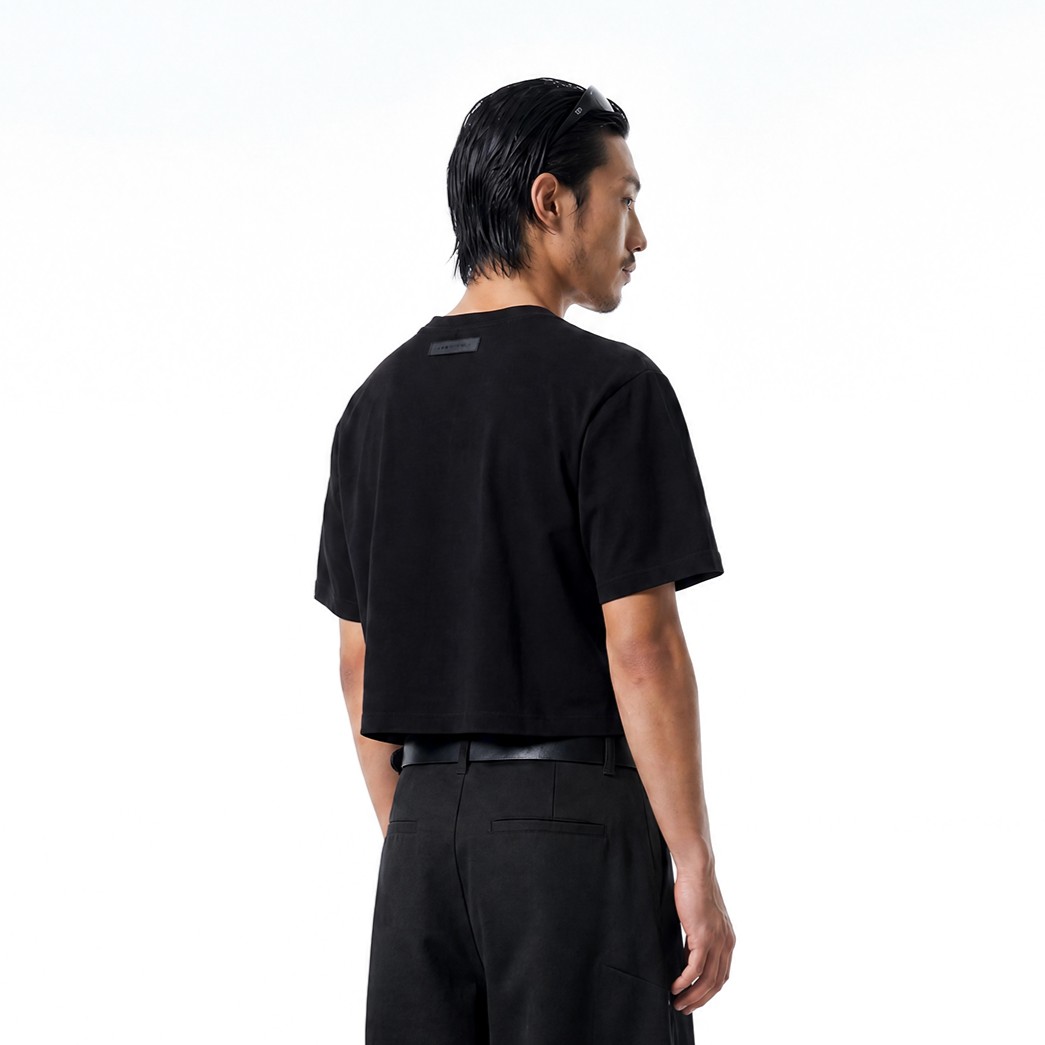 Heavyweight Men's Crop T-Shirt-BLACK 3