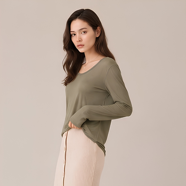 U-line  Long sleeve T Shirts-KHAKI 2