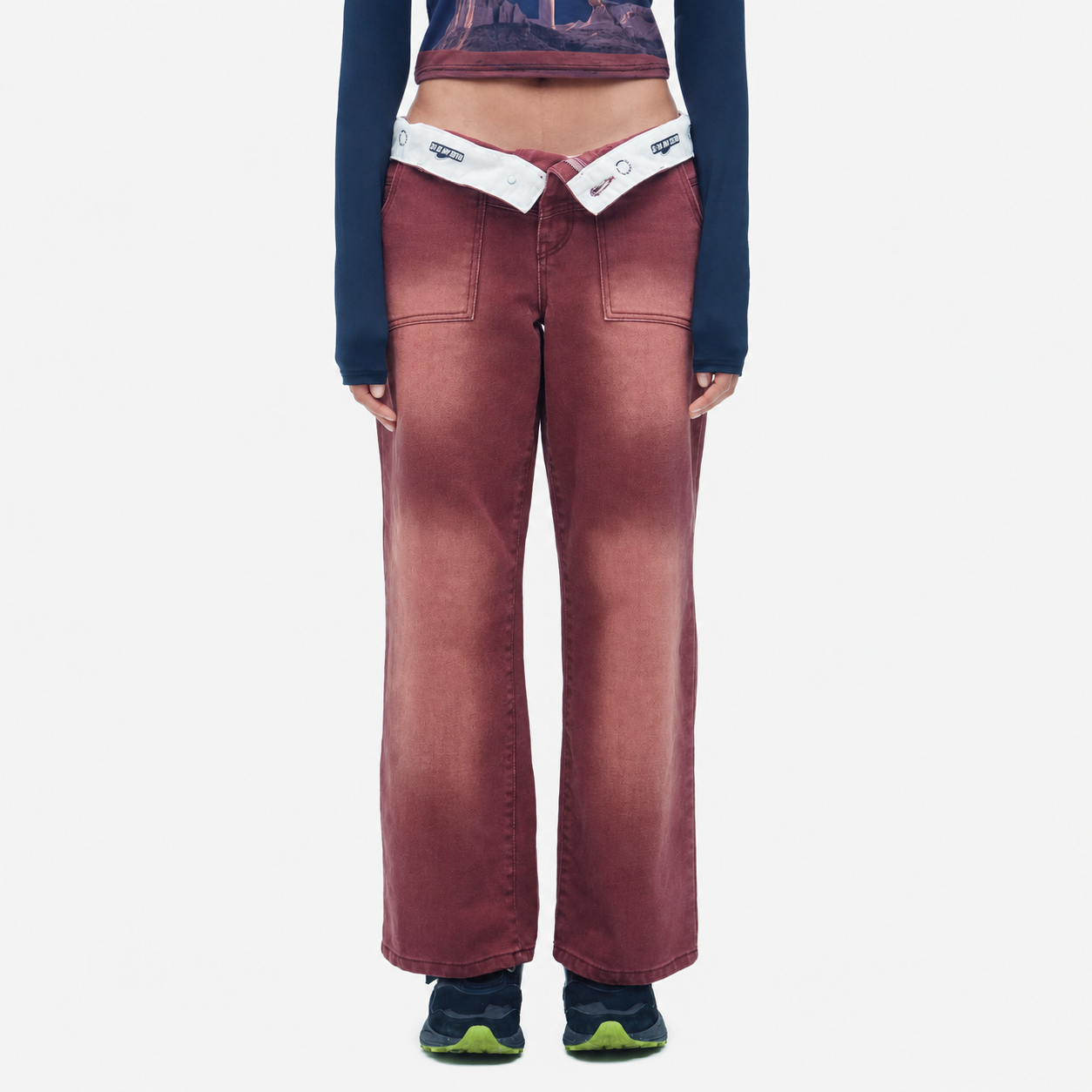 TURN UP LOGO BELT LOW RISE PANTS 5