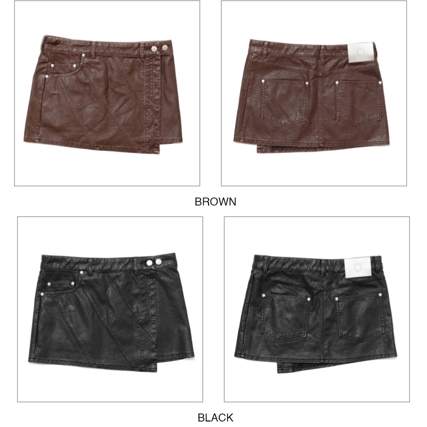 PIGMENT VINTAGE VEGAN LEATHER SKIRT-BLACK 8