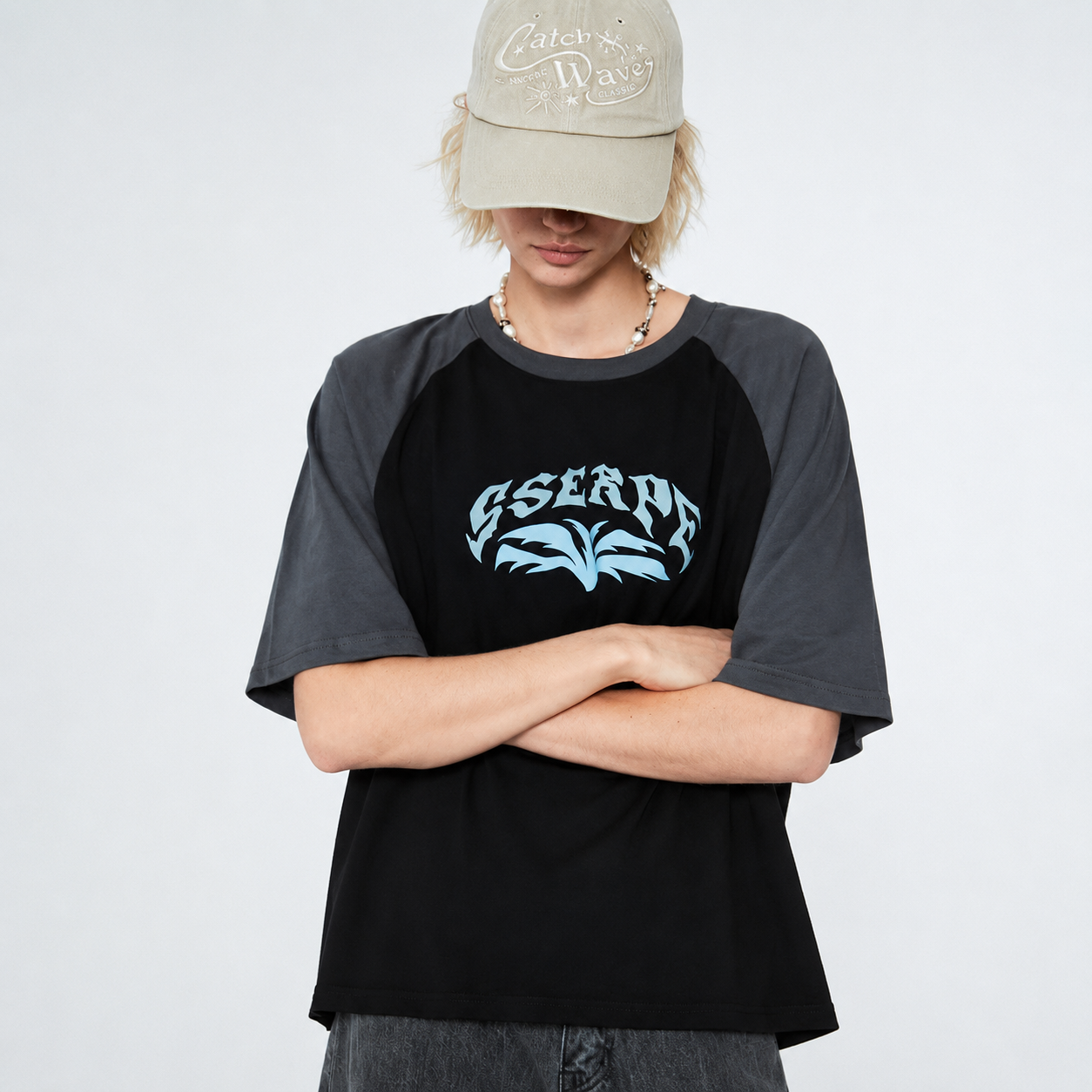 MANS RAGLAN CROP HALF SLEEVE T Shirts- BLACK 6