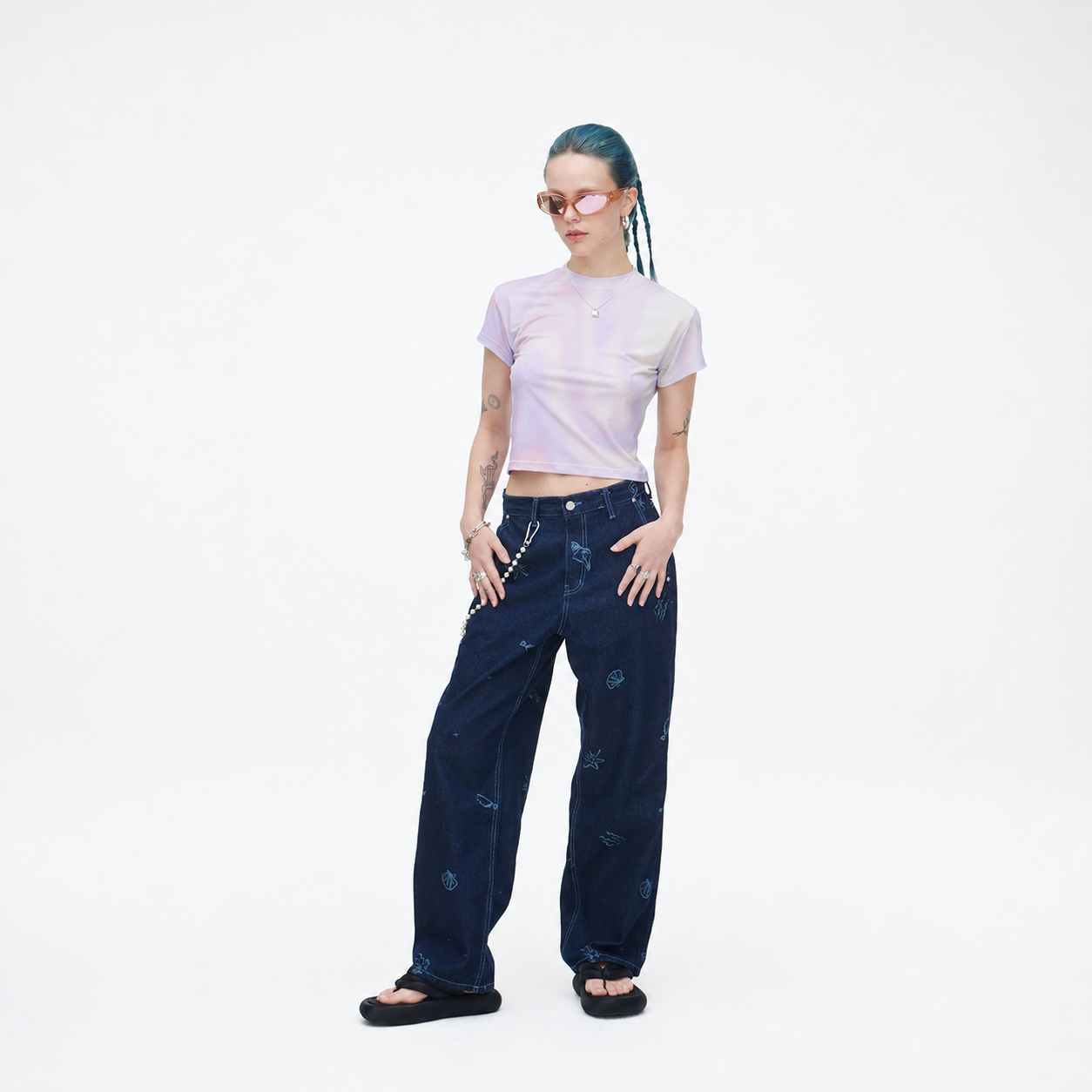 JEJU BEACH DENIM PANTS-NAVY 4