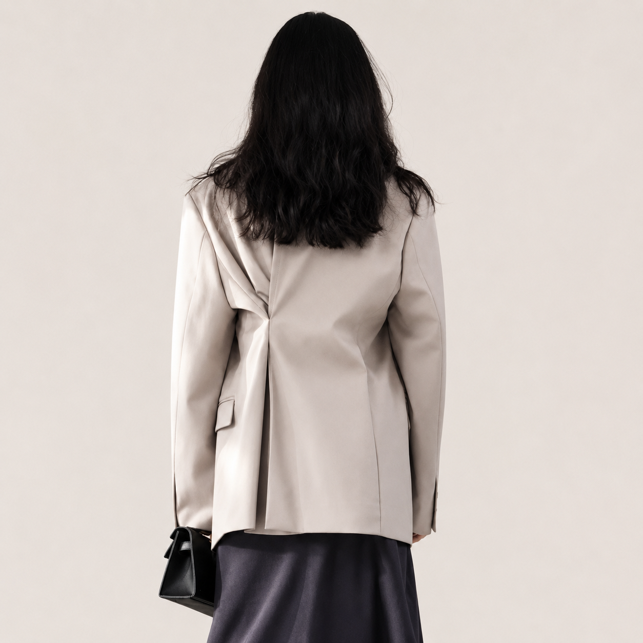 Oversized One-Button Jacket-BEIGE 4