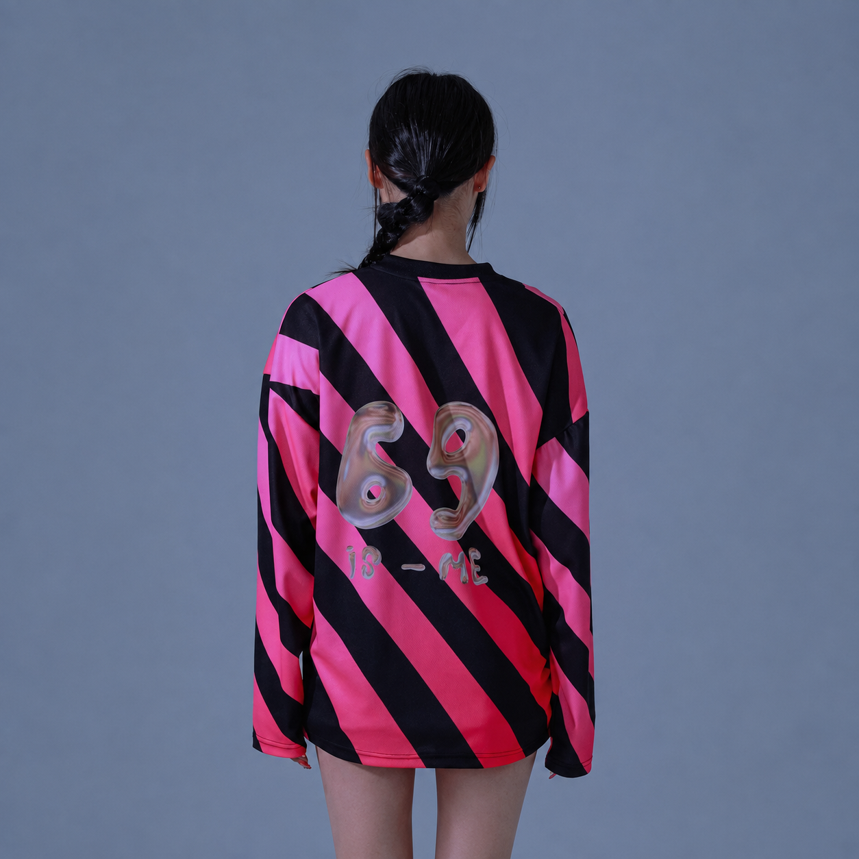 Stripe Football Jersey T-Shirts-PINK 6