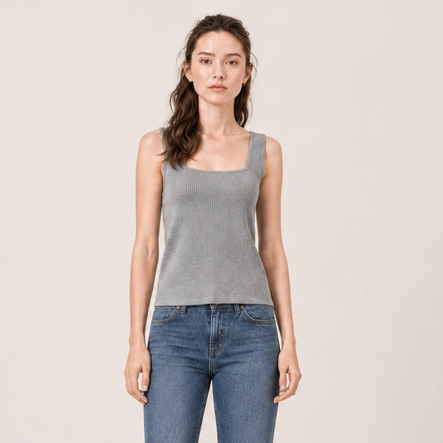 square-neck sleeveless top-LIGHT GREEN 2
