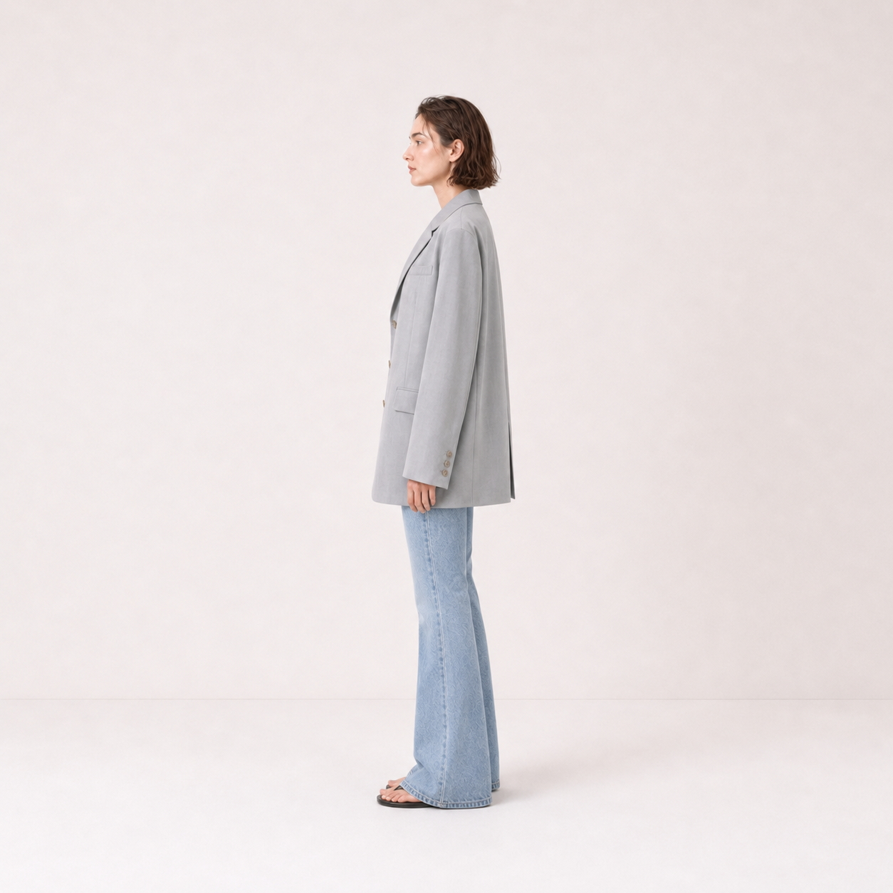 Three Button Oversized Blazer-BEIGE 5