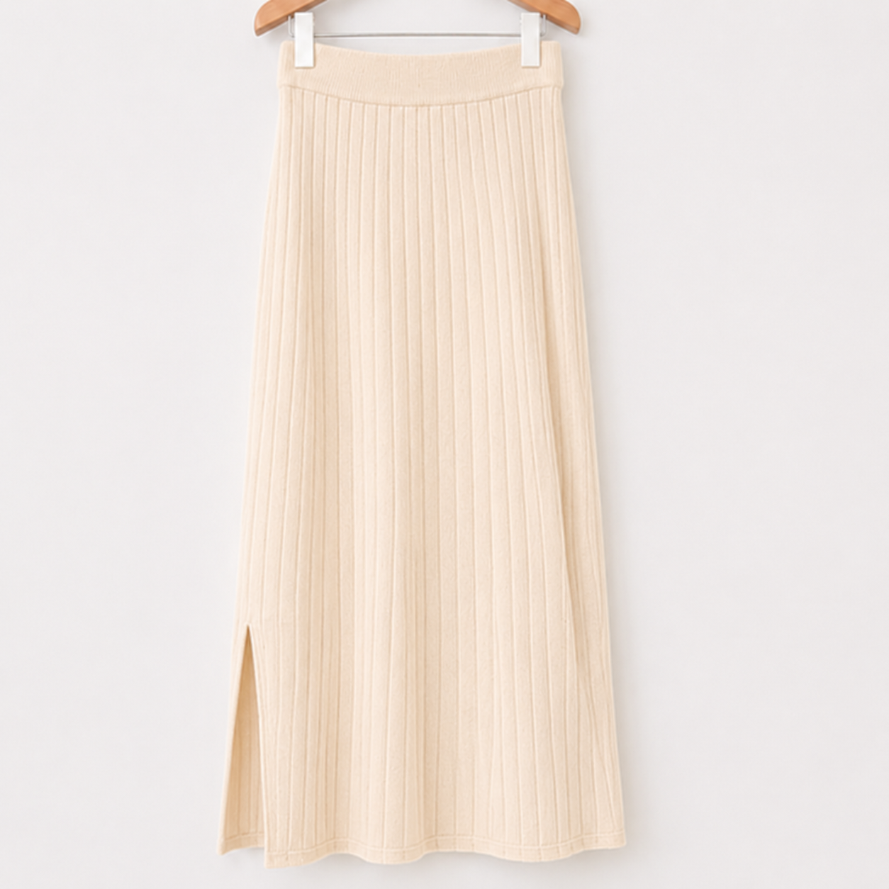 Ribbed Knit Skirt-IVORY 5