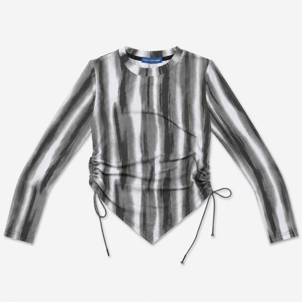 Marble Shirring String T-shirts-GRAY 5