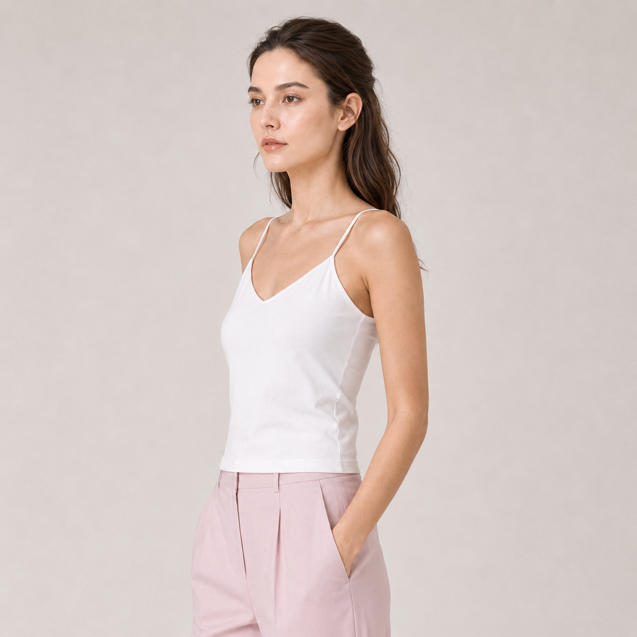 Camisole with built-in bra-WHITE 2