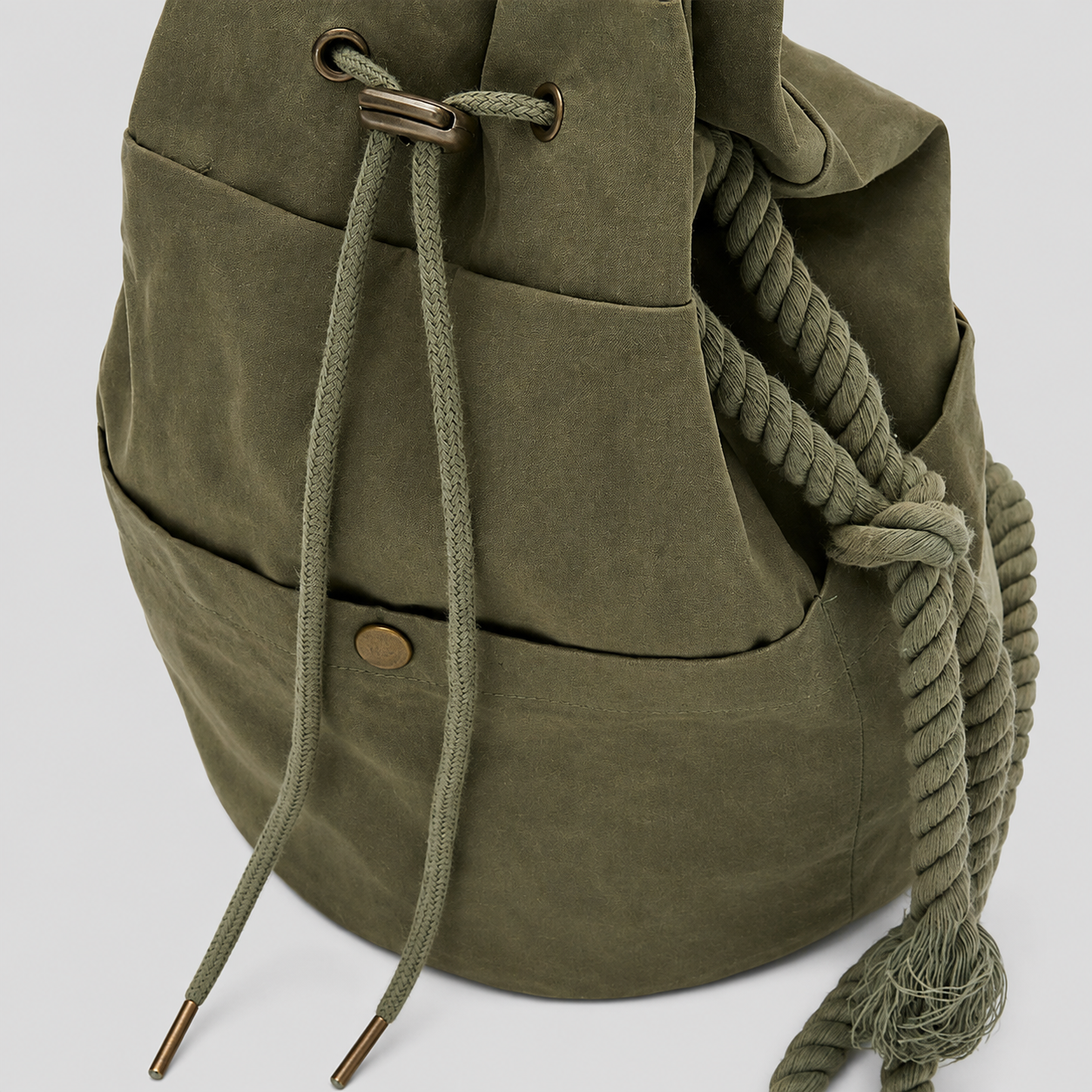 WAXED COTTON HIPPIE BAG-KHAKI 4