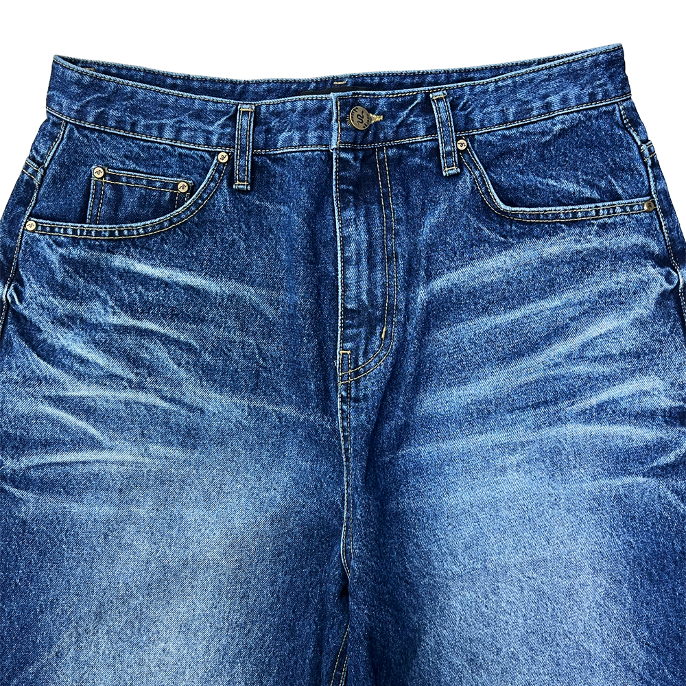 STARRY NIGHT WASHED WIDE DENIM PANTS-BLUE 8