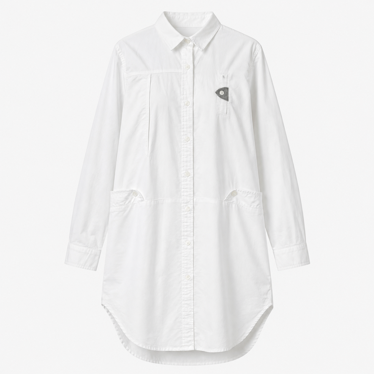 Button Detail Big pocket Shirt-WHITE 5