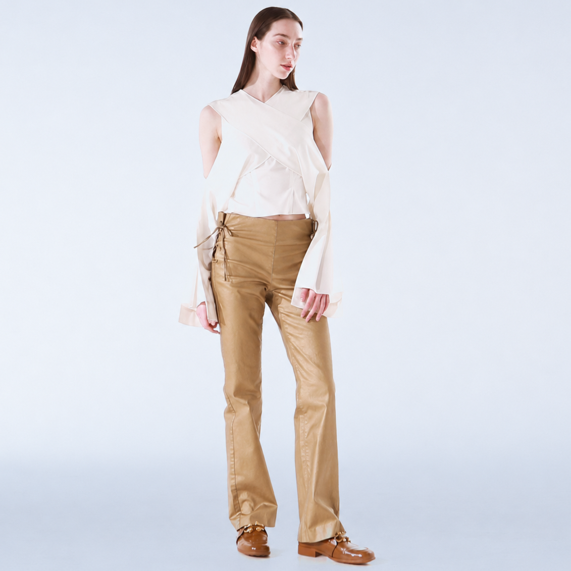 METALLIC STRAP PANTS-GOLD 2