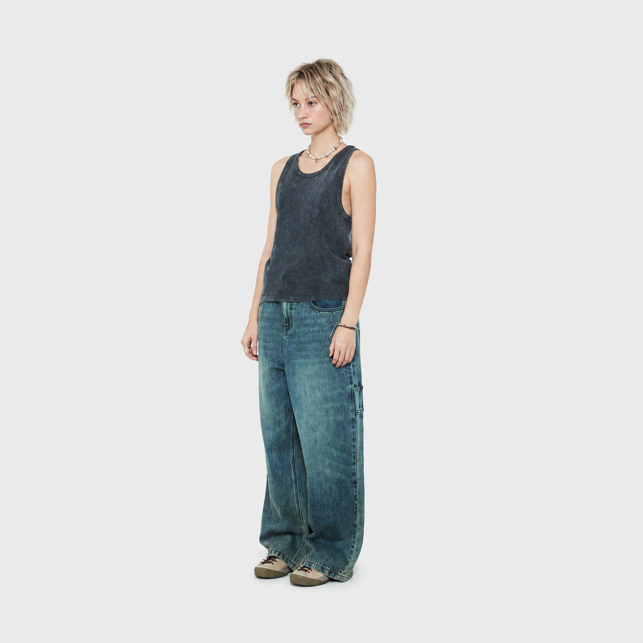 DAILY BOY WIDE DENIM PANTS-TURQUOISE 3