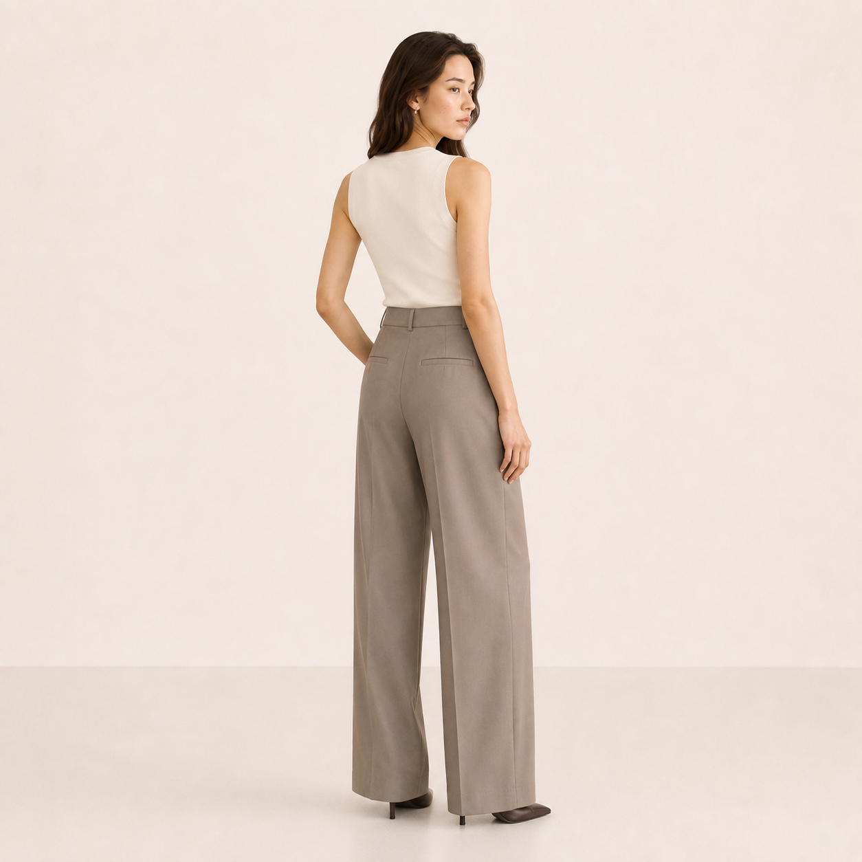 Summer Double-pleated trousers-BEIGE 5
