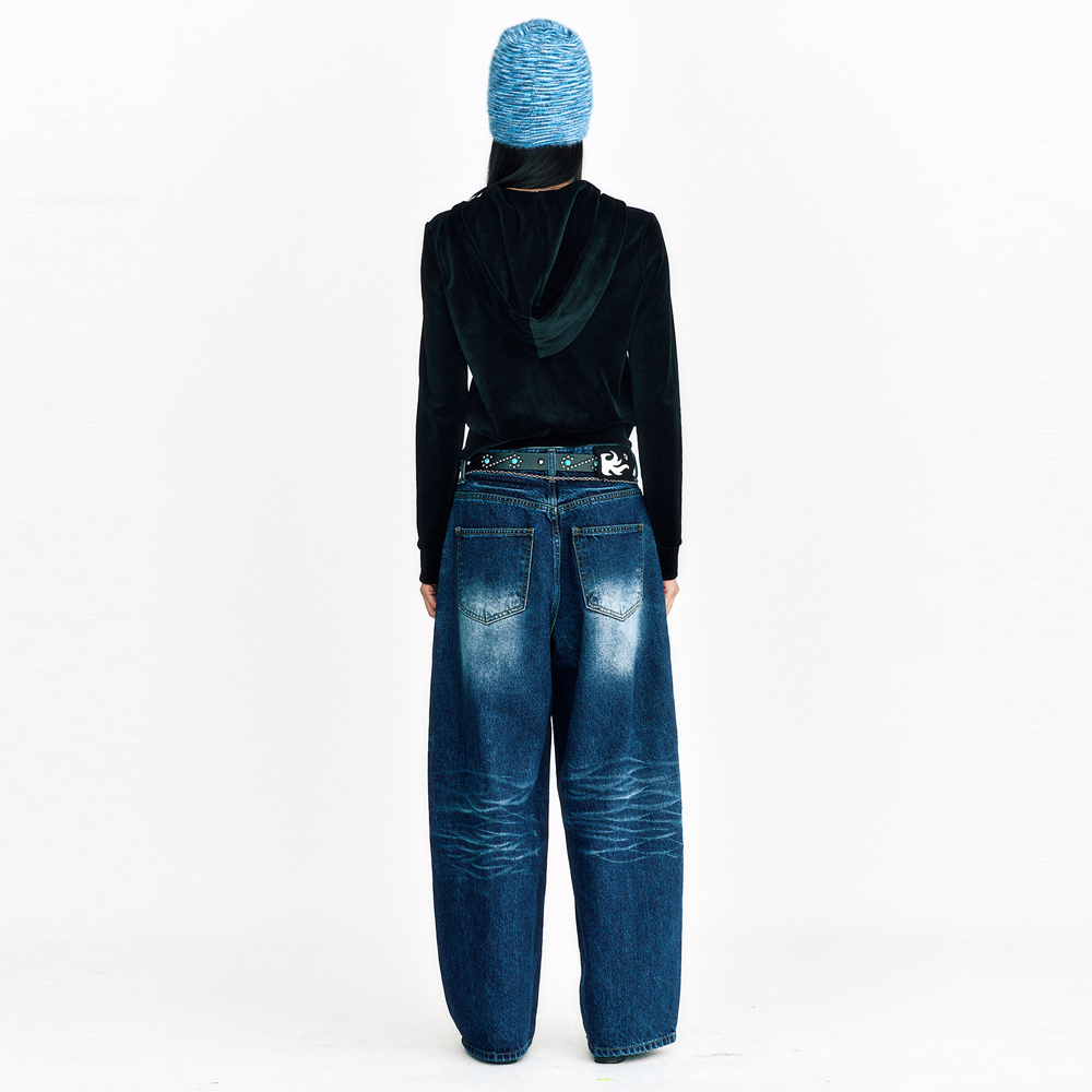 STARRY NIGHT WASHED WIDE DENIM PANTS-BLUE 3