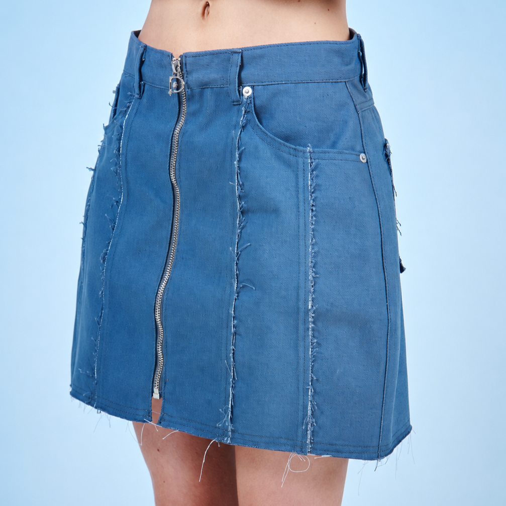 Zipper Hem Line Skirt-GRAY 5