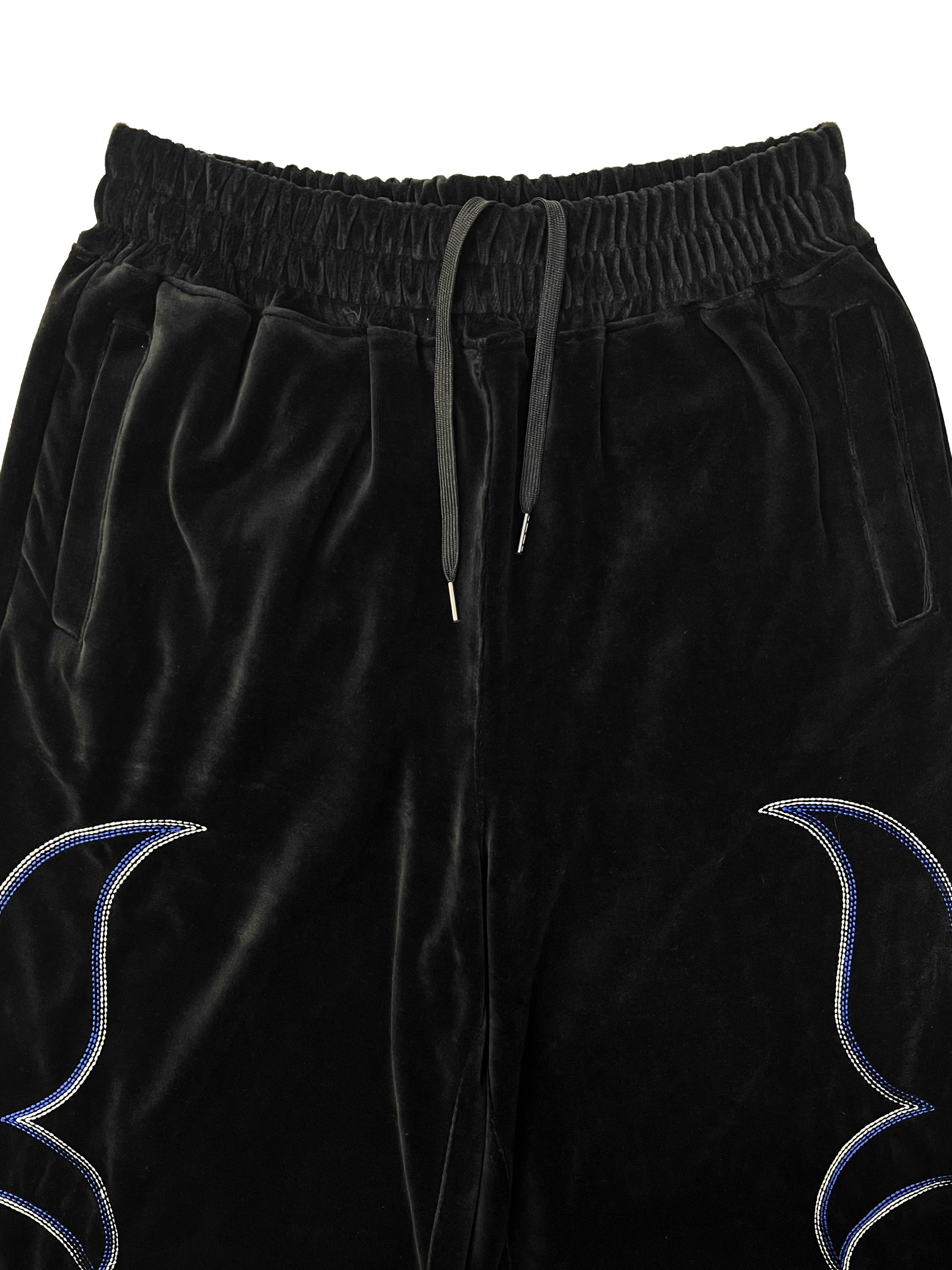 WESTERN EMBROIDERY VELVET WIDE PANTS-PUMA BLACK 7