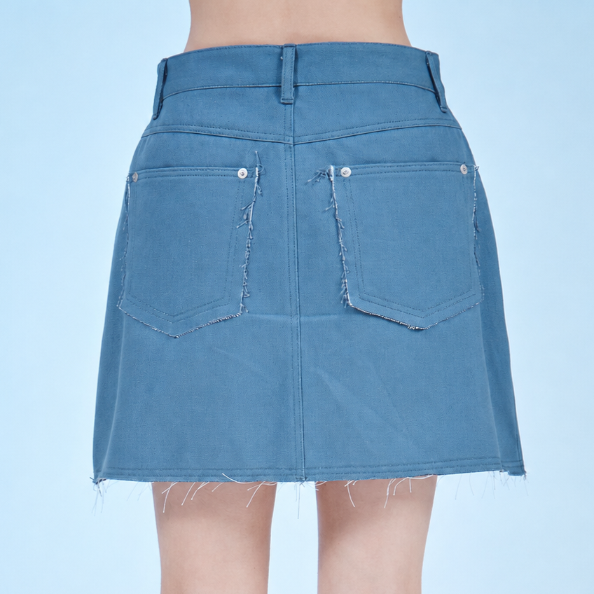 Zipper Hem Line Skirt-GRAY 6