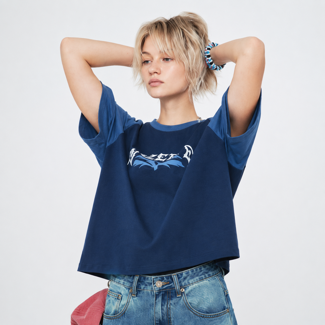MENS RAGLAN CROP HALF SLEEVE T Shirts-NAVY 6