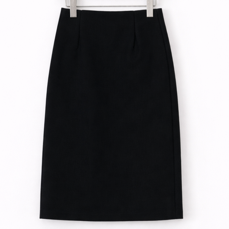Side Button Midi Skirt-Black 5