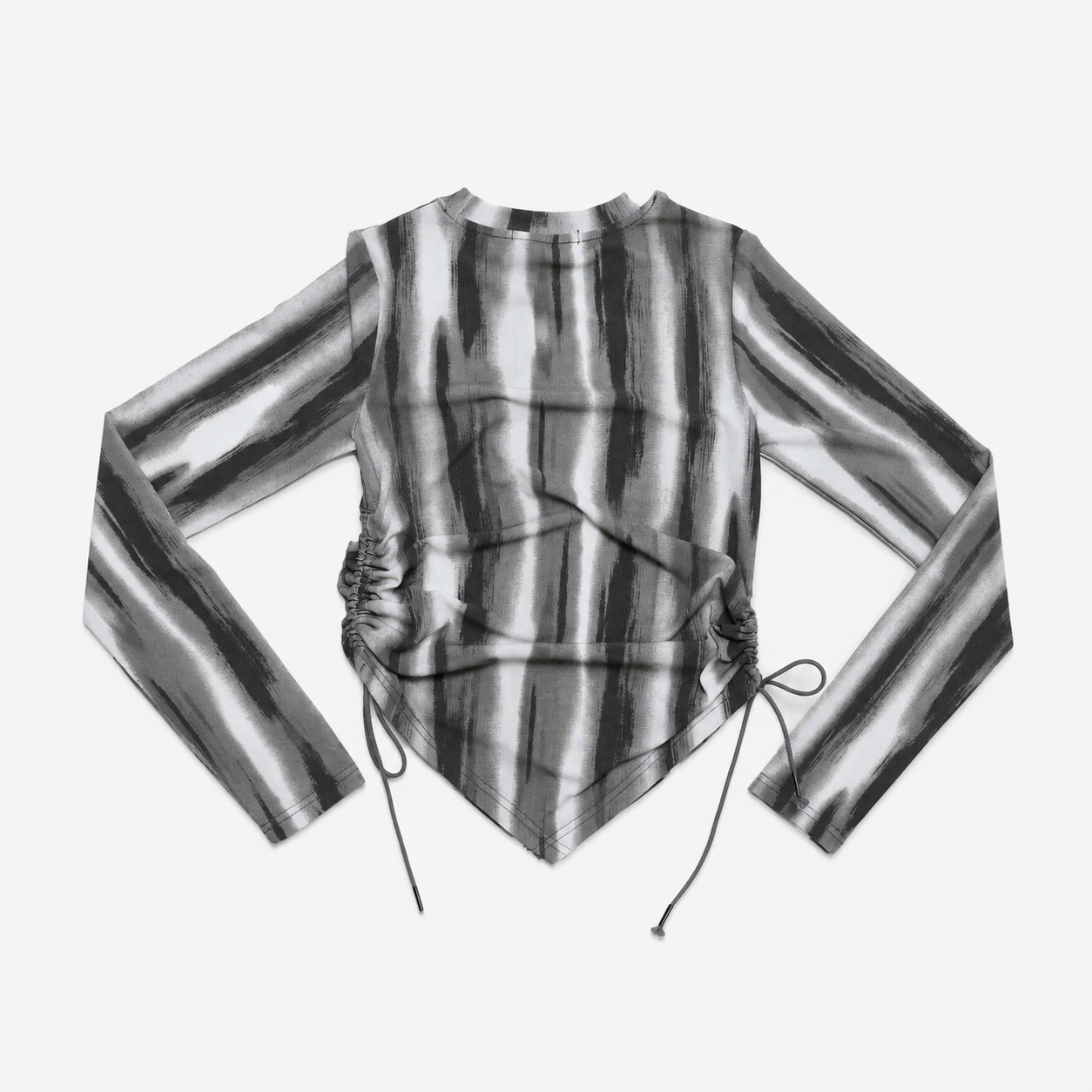 Marble Shirring String T-shirts-GRAY 6