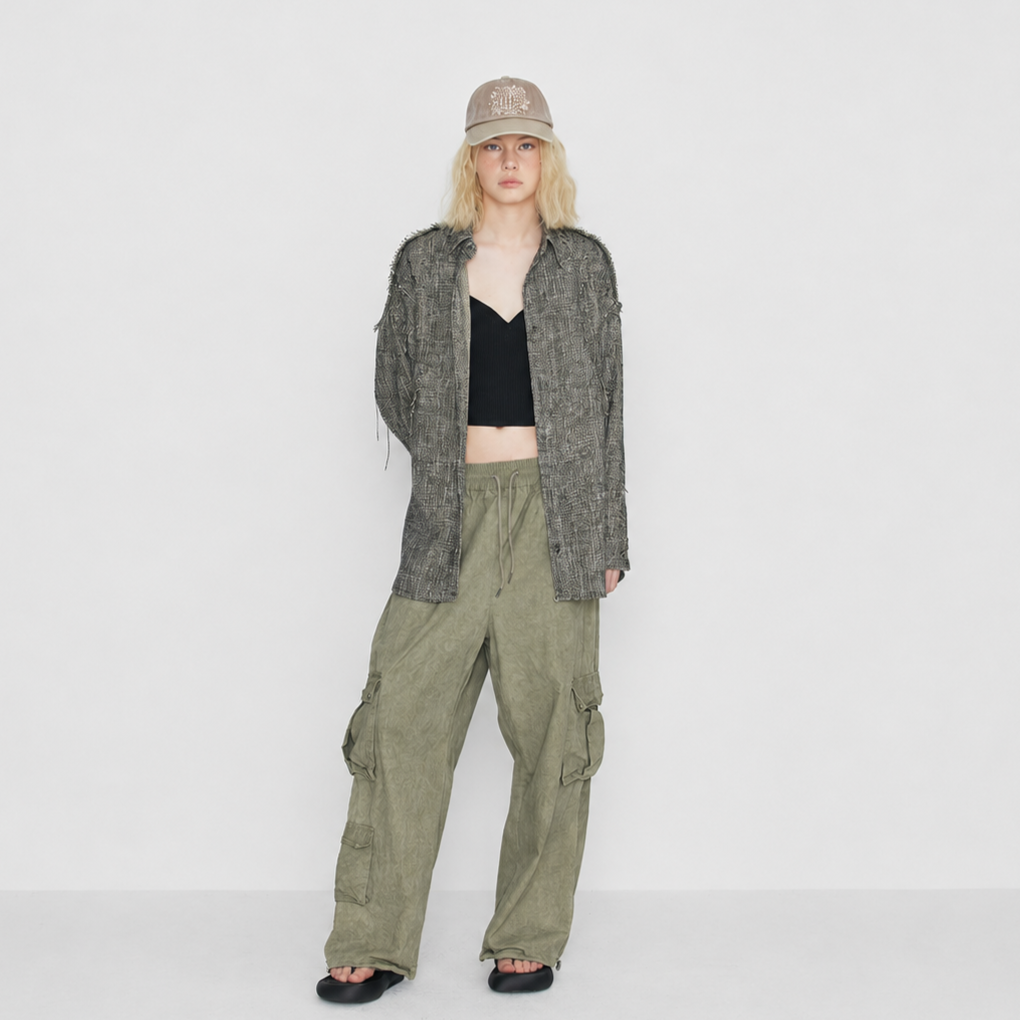 WASHING COTTON CARGO BANDING PANTS-VINTAGE KHAKI 5