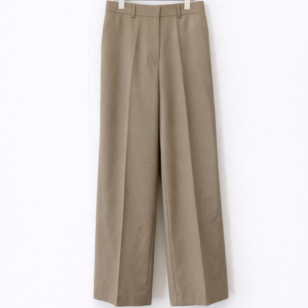 Double-pleated Light Tailored trousers-KHAKI 4