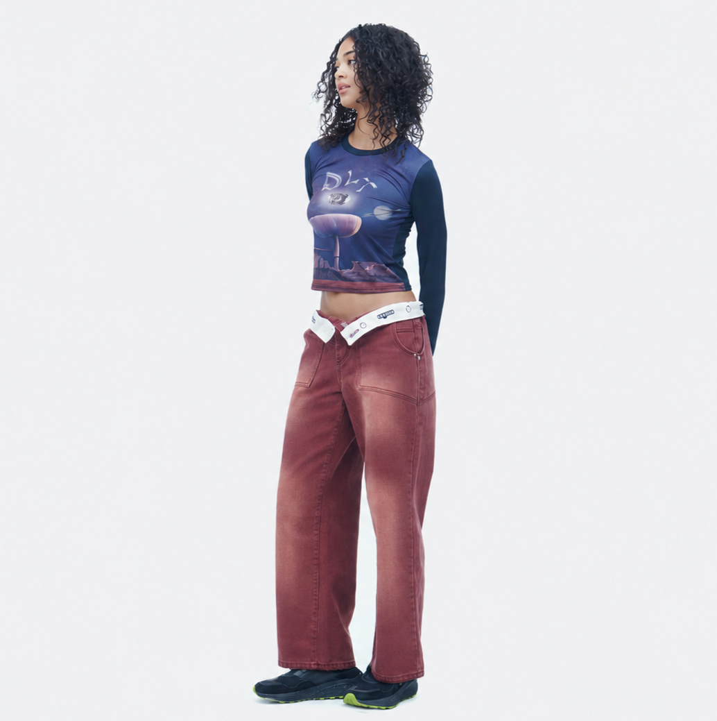 TURN UP LOGO BELT LOW RISE PANTS 2