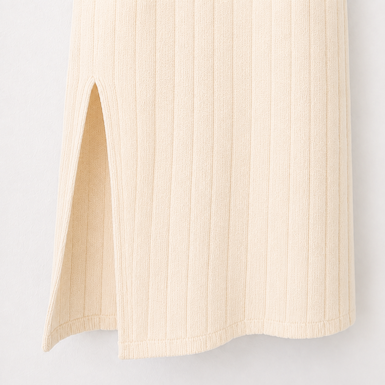 Ribbed Knit Skirt-IVORY 6